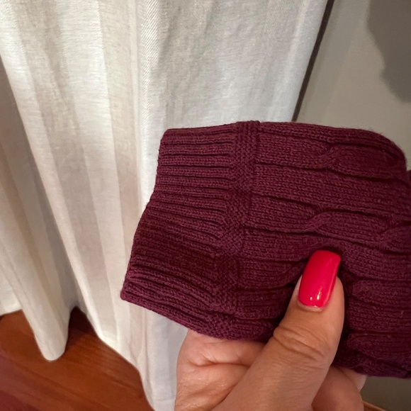 Croft & Barrow Cable Knit Wine V-neck Pullover Sweater Long Sleeve, Size Large - Picture 7 of 12